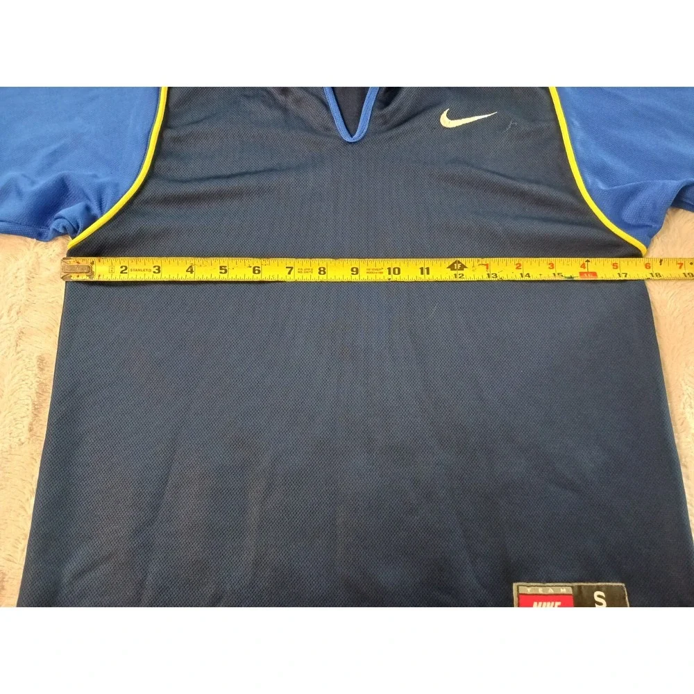 Vintage Nike Team Sports V Neck Polo Shirt Mens Small Blue Golf Rugby Soccer 90s